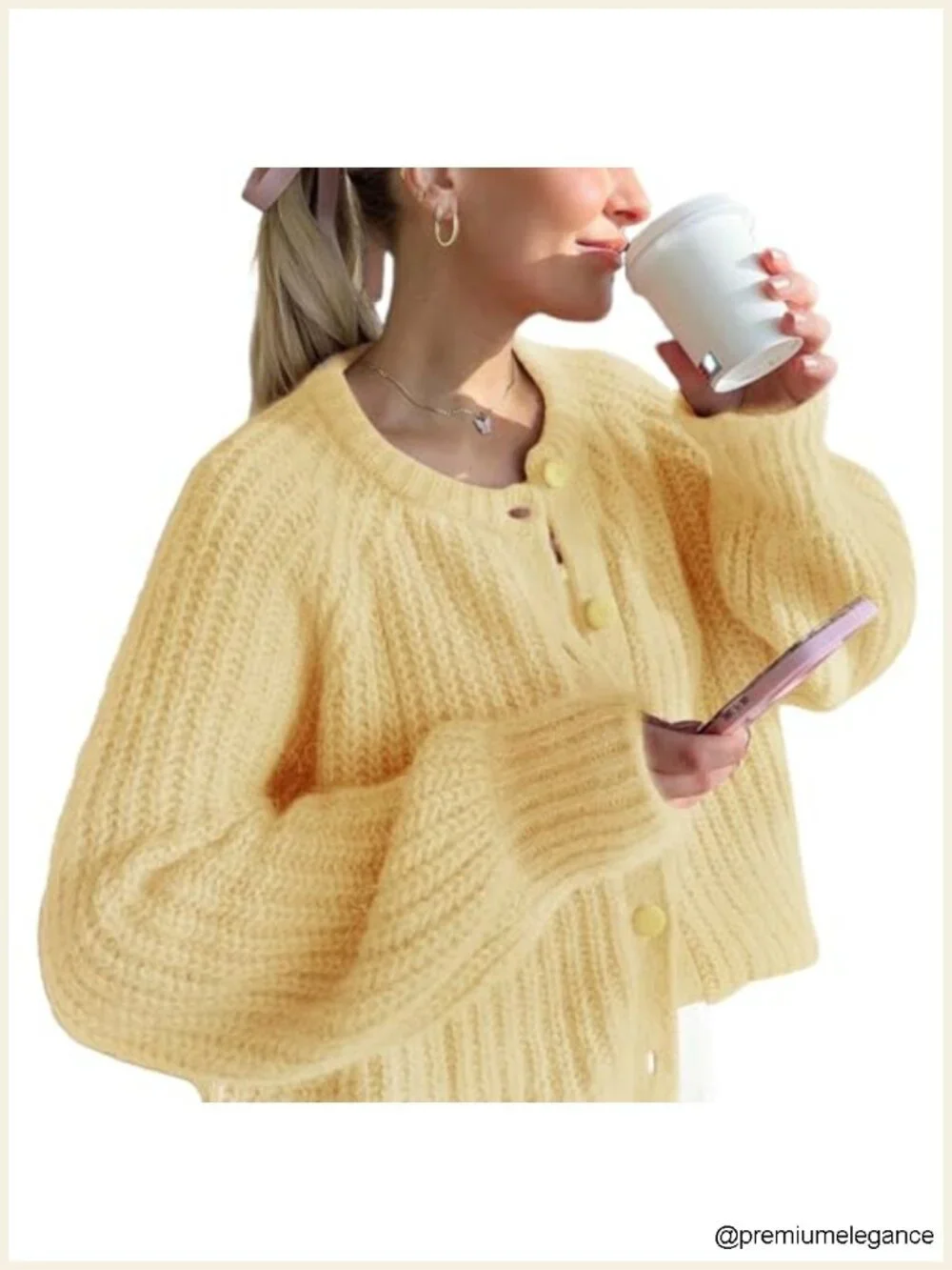 Chunky Knit Cardigan Long Sleeve Button Down Open Front Sweater Coat